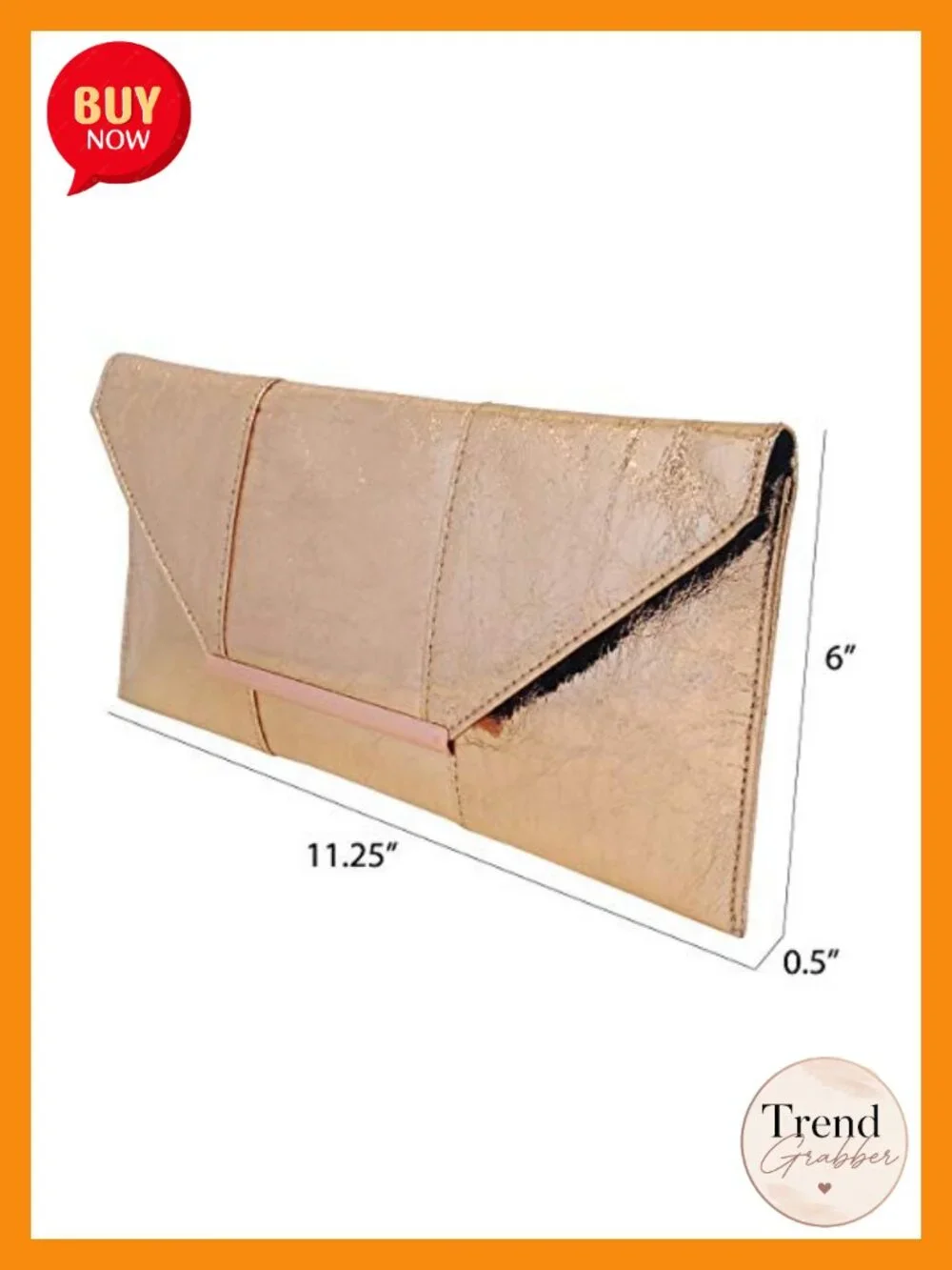 Metallic Clutch Purse with Chain Strap, Vegan Faux Leather, Evening Bag
